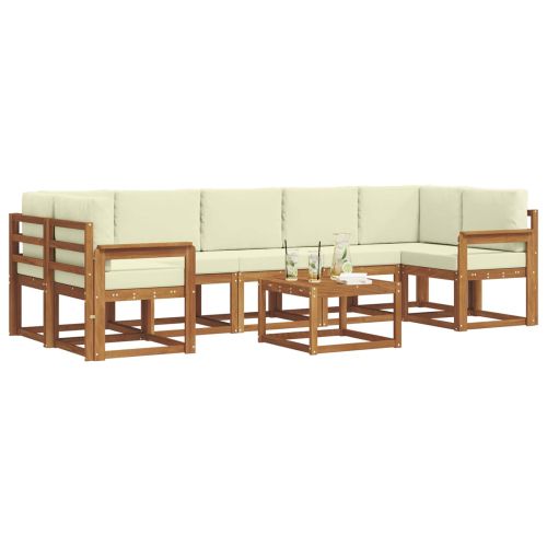 Комплект дивани за открито 8 pcs Натурален и Крема