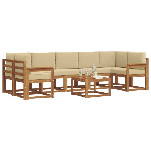 Комплект дивани за открито 8 pcs Натурален и Бежов