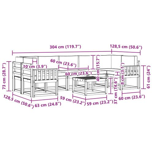 Комплект дивани за открито 8 pcs Естествено и светло сиво