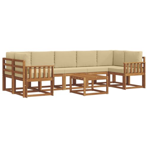 Комплект дивани за открито 8 pcs Натурален и Бежов