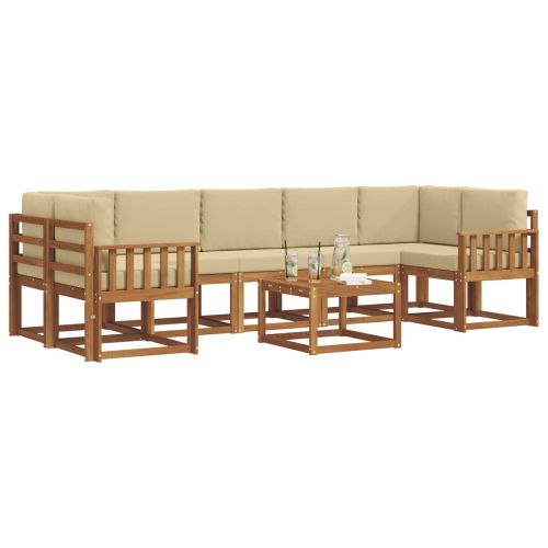 Комплект дивани за открито 8 pcs Натурален и Бежов