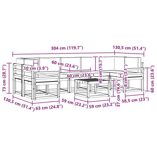 Комплект дивани за открито 8 pcs Естествено и светло сиво