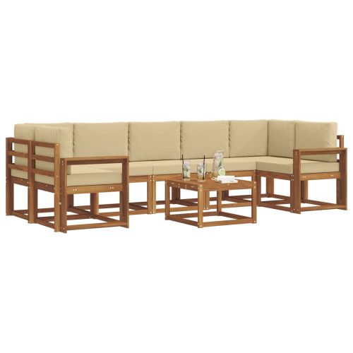 Комплект дивани за открито 8 pcs Натурален и Бежов