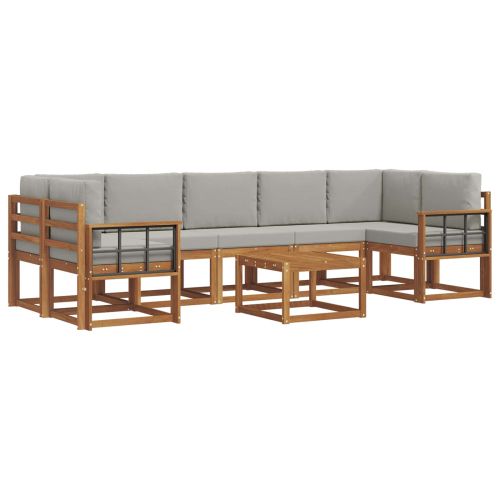 Комплект дивани за открито 8 pcs Естествено и светло сиво