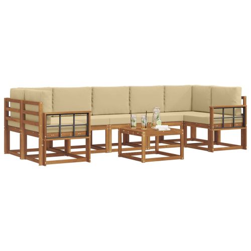 Комплект дивани за открито 8 pcs Натурален и Бежов