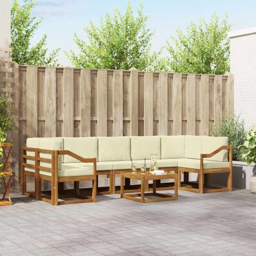 Комплект дивани за открито 8 pcs Натурален и Крема