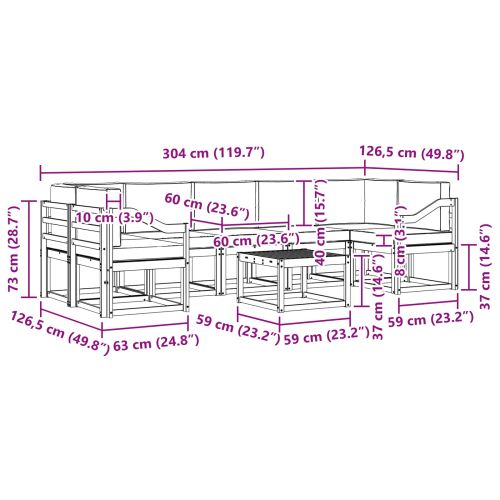 Комплект дивани за открито 8 pcs Естествено и светло сиво