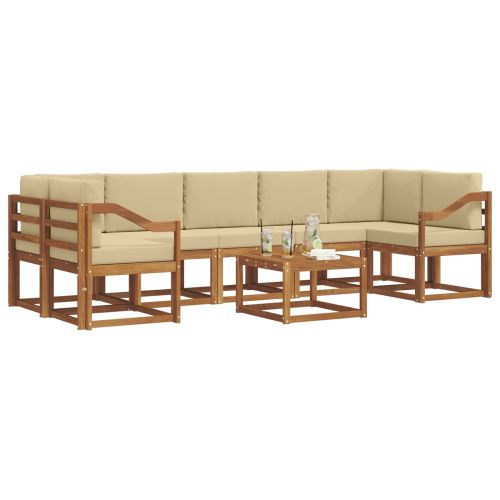 Комплект дивани за открито 8 pcs Натурален и Бежов
