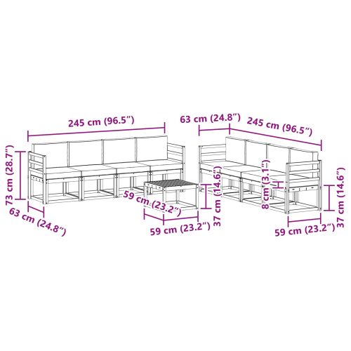 Комплект дивани за открито 9 pcs Натурален и Антрацит
