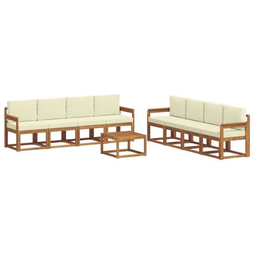 Комплект дивани за открито 9 pcs Натурален и Крема
