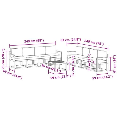 Комплект дивани за открито 9 pcs Натурален и Антрацит