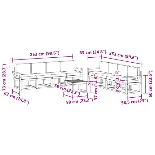 Комплект дивани за открито 9 pcs Натурален и Бежов