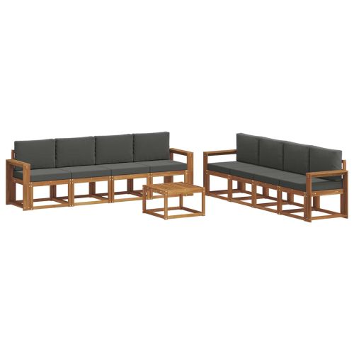 Комплект дивани за открито 9 pcs Натурален и Антрацит