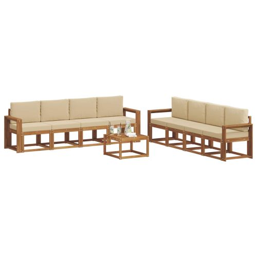 Комплект дивани за открито 9 pcs Натурален и Бежов