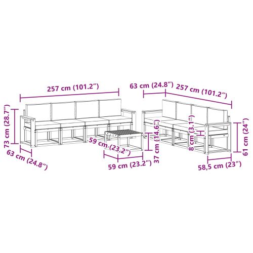 Комплект дивани за открито 9 pcs Натурален и Бежов