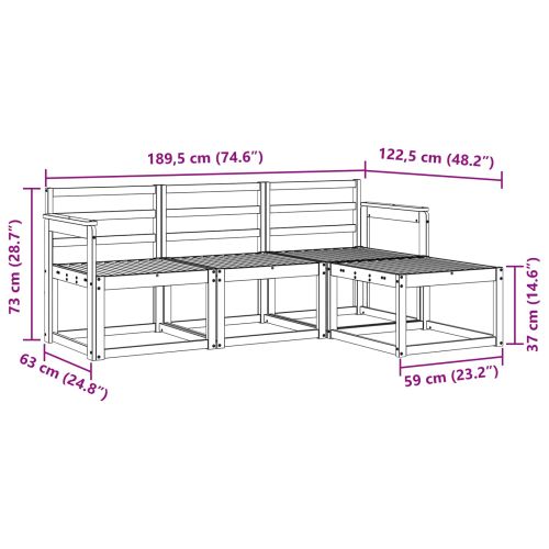 Комплект дивани за открито 4 pcs Естествен