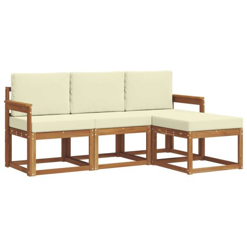 Комплект дивани за открито 4 pcs Натурален и Крема