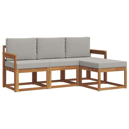 Комплект дивани за открито 4 pcs Естествено и светло сиво