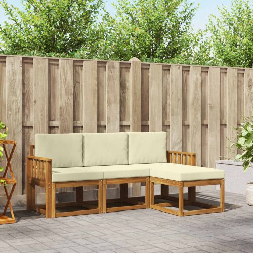 Комплект дивани за открито 4 pcs Натурален и Крема
