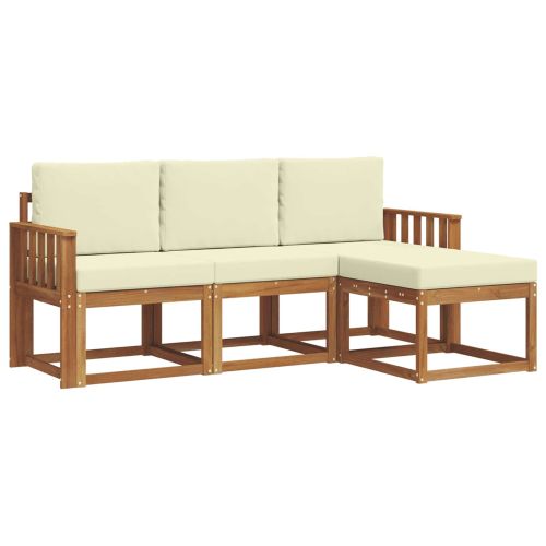 Комплект дивани за открито 4 pcs Натурален и Крема