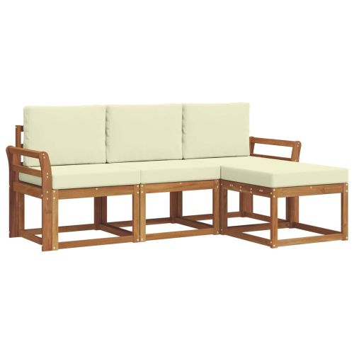 Комплект дивани за открито 4 pcs Натурален и Крема