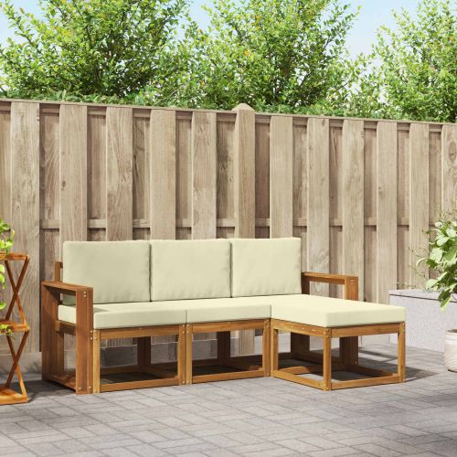 Комплект дивани за открито 4 pcs Натурален и Крема