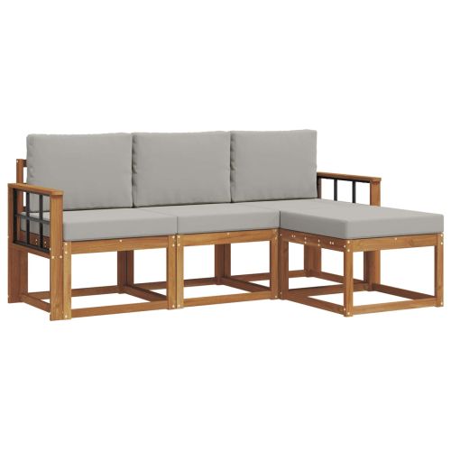 Комплект дивани за открито 4 pcs Естествено и светло сиво