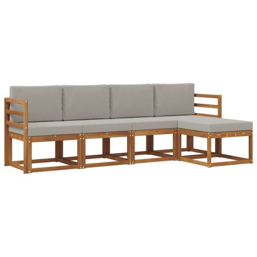 Комплект дивани за открито 5 pcs Естествено и светло сиво