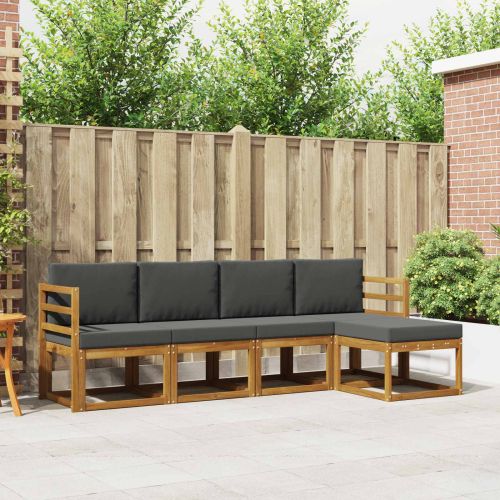 Комплект дивани за открито 5 pcs Натурален и Антрацит