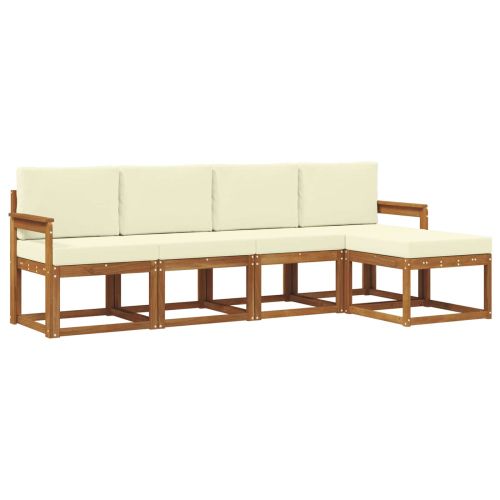 Комплект дивани за открито 5 pcs Натурален и Крема