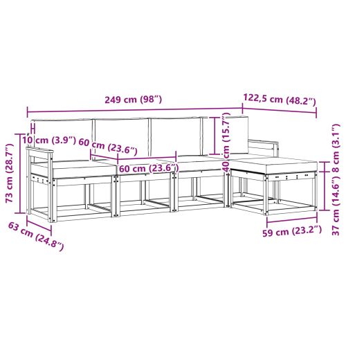 Комплект дивани за открито 5 pcs Натурален и Антрацит