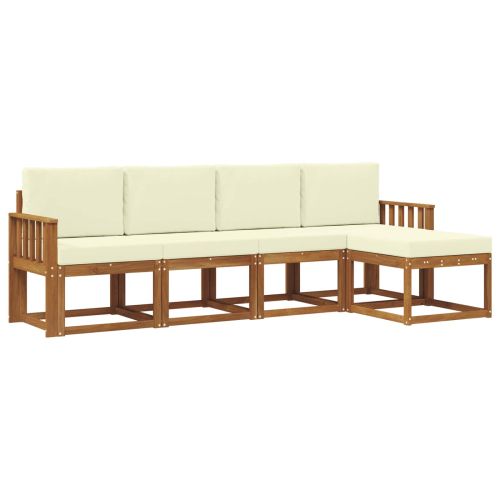 Комплект дивани за открито 5 pcs Натурален и Крема
