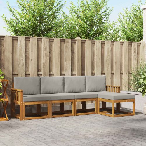 Комплект дивани за открито 5 pcs Естествено и светло сиво