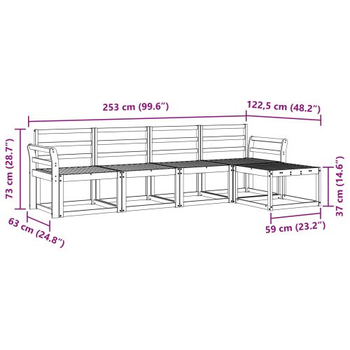 Комплект дивани за открито 5 pcs Естествен