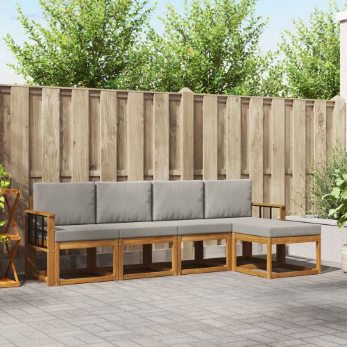 Комплект дивани за открито 5 pcs Естествено и светло сиво