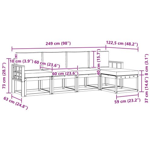 Комплект дивани за открито 5 pcs Натурален и Антрацит