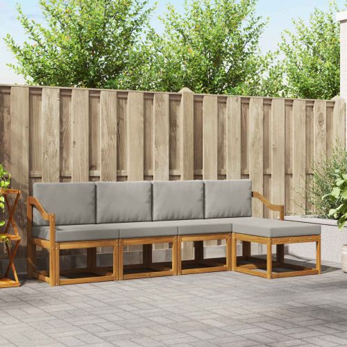 Комплект дивани за открито 5 pcs Естествено и светло сиво