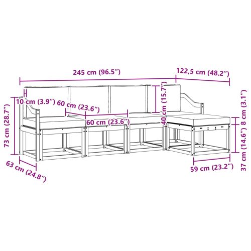 Комплект дивани за открито 5 pcs Естествено и светло сиво