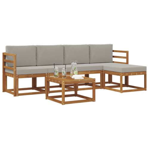 Комплект дивани за открито 6 pcs Естествено и светло сиво