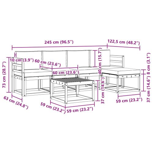 Комплект дивани за открито 6 pcs Естествено и светло сиво