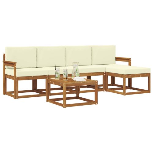 Комплект дивани за открито 6 pcs Натурален и Крема