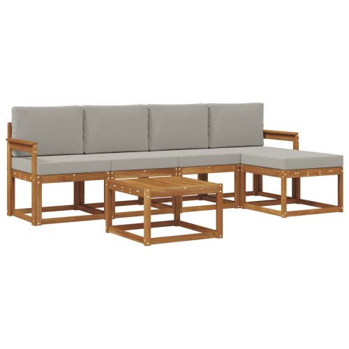 Комплект дивани за открито 6 pcs Естествено и светло сиво