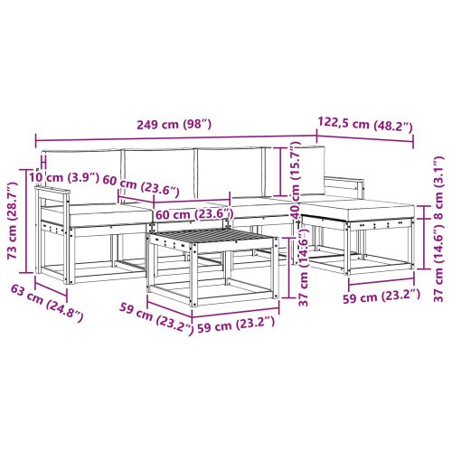 Комплект дивани за открито 6 pcs Натурален и Бежов