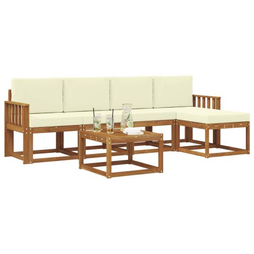 Комплект дивани за открито 6 pcs Натурален и Крема
