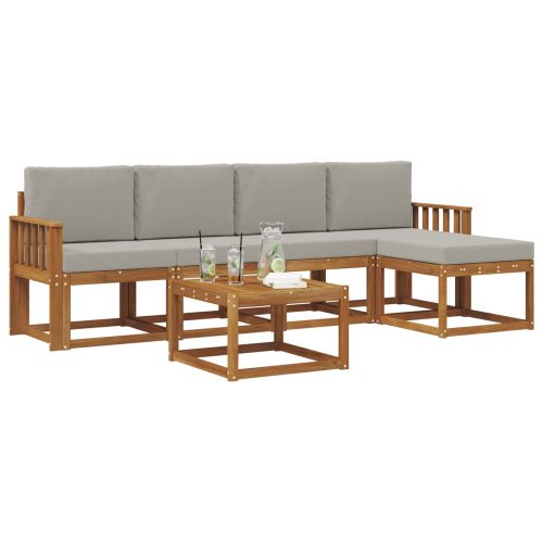 Комплект дивани за открито 6 pcs Естествено и светло сиво