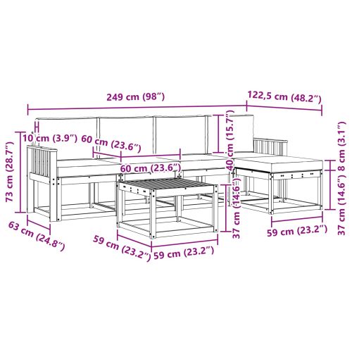 Комплект дивани за открито 6 pcs Натурален и Бежов