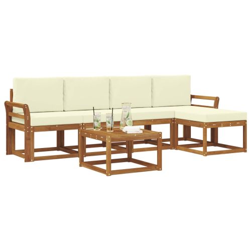 Комплект дивани за открито 6 pcs Натурален и Крема