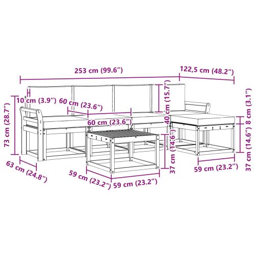 Комплект дивани за открито 6 pcs Натурален и Крема