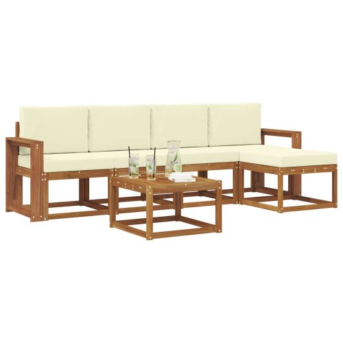 Комплект дивани за открито 6 pcs Натурален и Крема