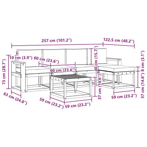 Комплект дивани за открито 6 pcs Натурален и Бежов